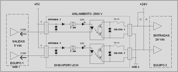 Adaptador de niveles de 5V a 24V
