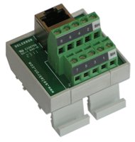 Transicion RJ45 a bornas roscadas. Carril DIN.