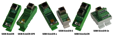 RJ45 a bornas. Carril DIN.